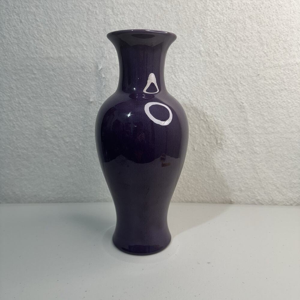 VTG Royal Haegar USA Deep Purple Eggplant Aubergine Glaze Vase Baluster 13” Tall